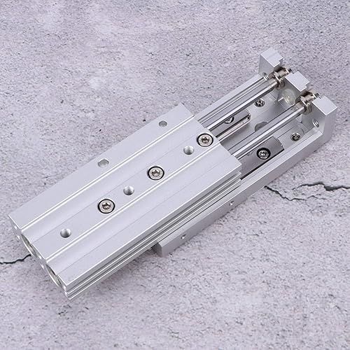 Guide Rail Cylinder, MXS12 Pneumatic Guide Rail Cylinder Double-Shaft Slide Guiding Pneumatic Air Cylinder High Accuracy Mini Pneumatic Cylinder M5×0.8 for Textile Industry, 50mm Stroke - Poueer