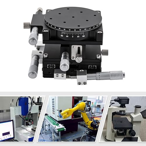 XYZR 4 Axis Manual Linear Positioning Stage 90mm x 90mm Bearing Tuning Platform Sliding Table for Precision Inspection, Equipment Positioning - Poueer