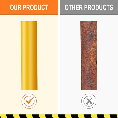 Safety Bollards Post, 36 inch Height 4.5 inch Diameter Steel Bollard Post,Anti-Collision Safety Post, Bollard Post for Parking Lots, Parks and Streets, 6 Packs - Poueer