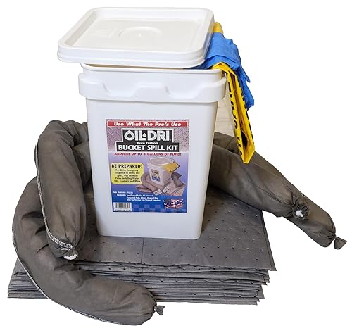 Oil-Dri L90435 Compact Universal 5-Gallon Bucket Spill Kit, 5-Gallon Maximum Absorption Capacity - Poueer