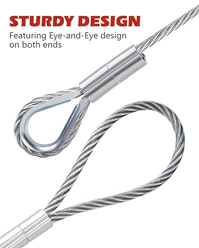 12FT Single Leg Wire Rope Sling 1.6t/3500Lbs Rated Load, 12 Feet Length, 1/2' Diameter, with 3/8' - 1/2' Sliding Choker Hook WLL 1.6t - Poueer