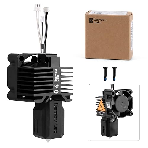 Bamboo Lab X1 Carbon, X1, X1C Hotend Complete Kit for X1 Series 3D Printer, Full Assembly Hardened Steel Hot End with Fan, Thermistor, Ceramic Heater, 0.4mm Nozzle, Extruder Heating Block Replacement - Poueer
