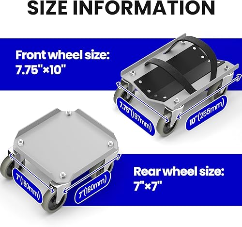 Snowmobile Dolly Sets Heavy Duty V-Slide with 3' PP/TPR Swivel Casters and Rubber Pad Protecting Skis 1500 lbs Capacity(Gray) - Poueer