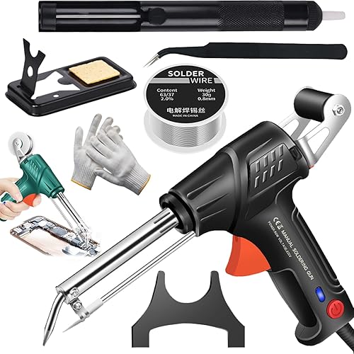 Internally Heated Industrial Laser Welding Tools, Multi-function Soldering Iron Soldering Gun Set, 3-in-1 Electric Welder, Intelligent Control,Rapid Heating for Industrial&Home (Green (Internal Heat)) - Poueer