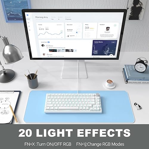 ATTACK SHARK X820ULTRA Wireless Gaming Mechanical Keyboard with TFT Smart Display&Knob,Side Printed PBT,Gasket Mounted 75% TKL Keyboard,BT5.0/2.4GHz/USB-C,RGB Backlit（White Contour,Shark Switch - Poueer