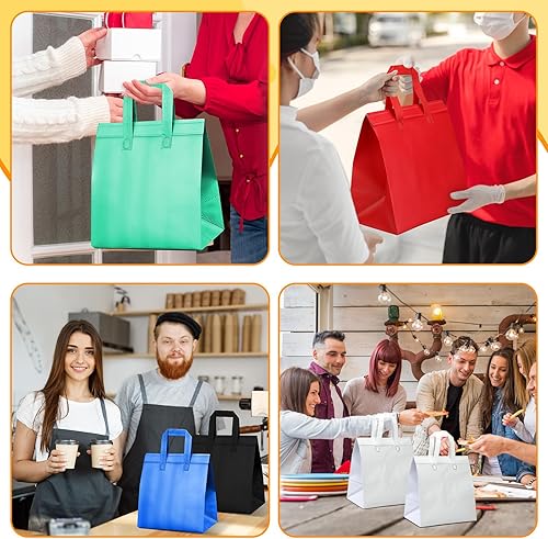 Hushee 200 Pcs Insulated Take out Bags Bulk Thermal Insulation Take Away Bags Disposable 10.24x11.02x6.69 Inch for Grocery Lunch Hot Cold Frozen Food Delivery Shipping Cooler(Black) - Poueer