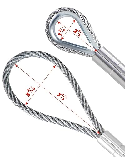 12FT Single Leg Wire Rope Sling 1.6t/3500Lbs Rated Load, 12 Feet Length, 1/2' Diameter, with 3/8' - 1/2' Sliding Choker Hook WLL 1.6t - Poueer