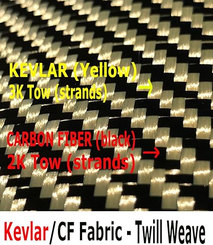 Kevlar Fabric - (YLW-Blk 50 ft x 4 in) 2x2 Twill WEAVE-3K/200g (YLW-Blk 50 ft x 4 in) - Poueer