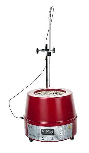 EISCO Digital Heating Mantle, 500mL Capacity - 250W - Max Temperature 450°C - Includes Temperature Probe with Rod & Clamp Assembly - Poueer