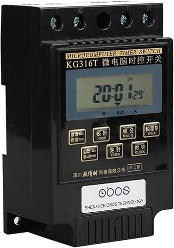 25A 220V Timer Digital din Rail 220V Timer Switch KG316T with 10 Times on/Off per Day/Weekly Set time rang 1min-168H - Poueer