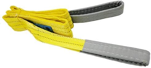 SUPERLIFT 3' Wide x 16' Length 2 Ply Nylon Lifting Sling, Eye & Eye, Heavy Duty, 6600 lbs Vertical, 5280 lbs Choker, 13200 lbs Basket Load Capacity, Yellow - Poueer