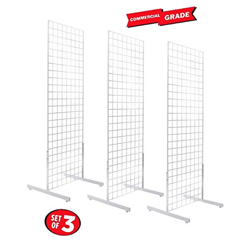 Only Hangers 2' x 6' Gridwall Panel Tower with T-Base Floorstanding Display Kit, 3-Pack White … - Poueer