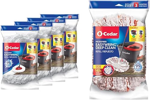 O-Cedar EasyWring Spin Mop Microfiber Refill & Deep Clean Refill | 40% More Cleaning Power | Compatible With O-Cedar Spin Mop & Bucket System - Poueer