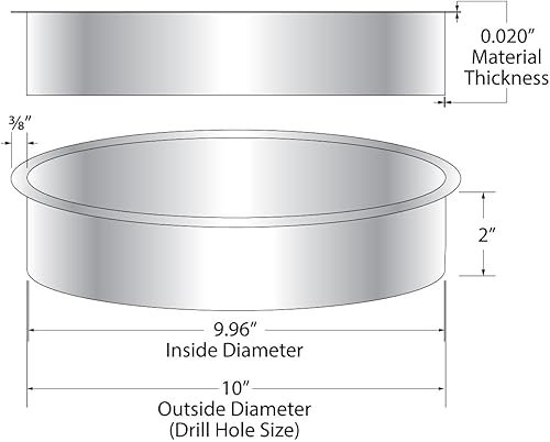 OUTWATER 10' (Nominal) Diameter x 2' Height 304 Polished Stainless Steel Trash Grommets for Countertop Inserted Trash Chutes - Poueer