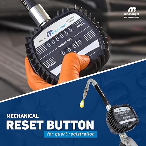 Macnaught Pneumatic Oil Gun with Oil Control Valve Meter Nozzle and 1/2' inch NPT Inlet, Mechanical Engine, Lube, Gear and Motor Oil Dispenser Registers in Quarts and Totals in Gallons - Poueer