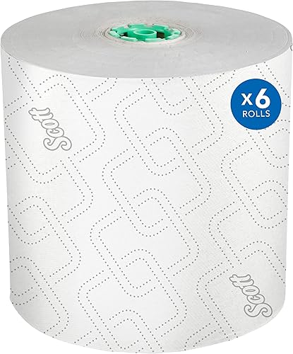 Scott Professional Pro Hard Roll Paper Towels, Bulk (43959), Absorbency Pockets, White, for ScottBrand Blue Core Dispensers (6 Rolls at 900' Each, 5,400'/Case) - Poueer