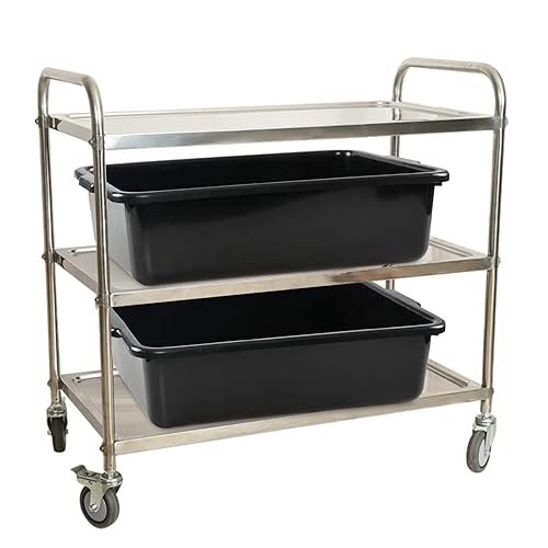 32 L Large Commercial Bus Box, 4-Pack Plastic Utility Bus Tub, Black - Poueer