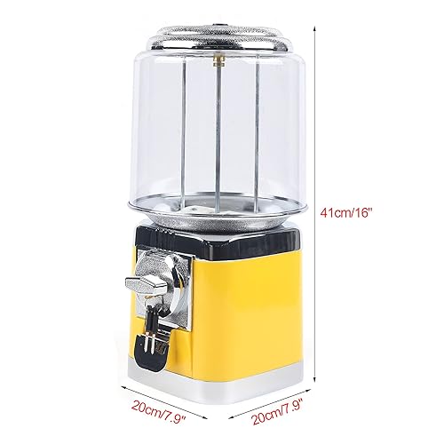 25-Cent Candy Vending Machine with Alloy Shell, PC Transparent Panel, 600 Coin Capacity, Flat Candy Dispenser for Malls, Game Halls, Shops,Blue/Yellow (Blue) - Poueer
