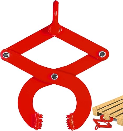 VEVOR Pallet Puller, 1T Steel Single Scissor Red Clamp with 2205 LBS Load Capacity Grabber, 4.3 Inch Jaw Opening and 0.5 Inch Jaw Height, Hook Pulling Hoisting Tool for Forklift Chain - Poueer