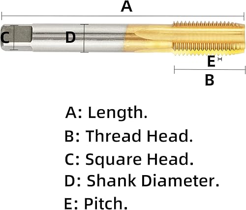HSS 1 1/2'-12 UNF Ti-Coated Machine Tap, 1-1/2 x 12 UNF Titanium Coated Thread Tap Right Hand - Poueer