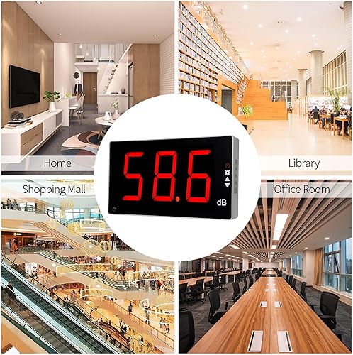 Noise Meter,Sound Level Meter with Large LCD Screen Wall Mounted Digital Sound Level Meter Digital Noise Meter Decibel Monitoring Tester Noise Measuring Instrument 30-130dB Measuring Range with - Poueer