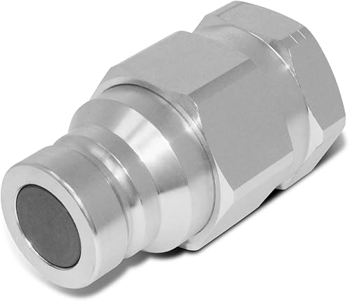 Flat Face High Flow Hydraulic Quick Connect Couplers Set, 1' Body x 1' NPT Thread - Poueer