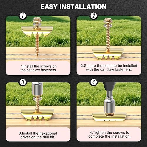 200Pcs Cat Claw Fasteners, Reuse Galvanized Fence Staples with Drill Bit for Wire Fencing Mesh - Poueer