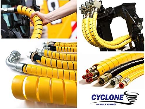 Kable Kontrol Cyclone Heavy Duty Hydraulic Hose Spiral wrap - 1/2' Diameter - Black - 165 feet Long | Abrasion Resistant | HDPE Construction | Protects Hose-Lines - Poueer