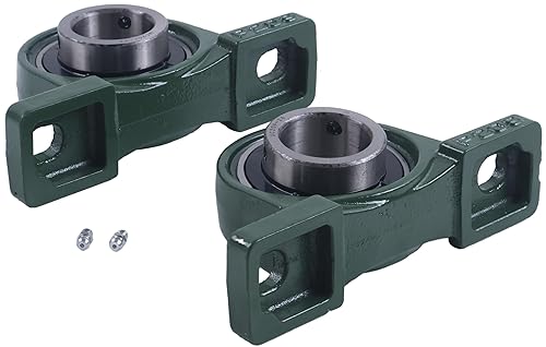 2X Bore 1-5/8' Pillow Block Mounted Ball Bearings UCP209-26 P2B-SC-110 Solid Cast Iron Base - Poueer