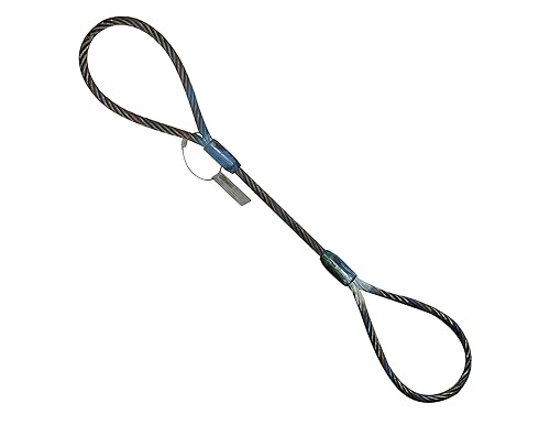 Eye and Eye Wire Rope Choker Sling, 1/4' x 6' Rigging Lifting Industrial 1,300 lbs (4 Pack) - Poueer