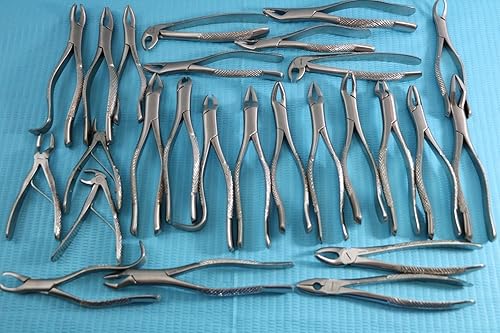 New German Stainless Steel Set of 11 Each EXTRACTING Forceps Extraction Dental Instruments - Poueer