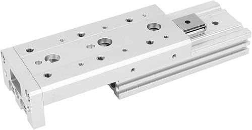 Guide Rail Cylinder, MXS12 Pneumatic Guide Rail Cylinder Double-Shaft Slide Guiding Pneumatic Air Cylinder High Accuracy Mini Pneumatic Cylinder M5×0.8 for Textile Industry, 50mm Stroke - Poueer