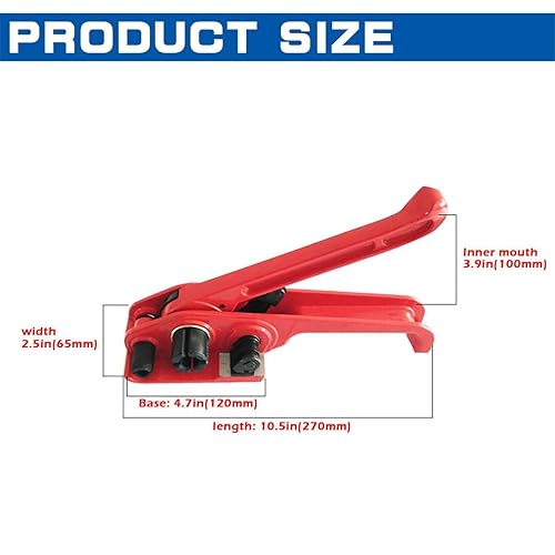 MYFAMIREA Heavy Duty Banding Strapping Kit with Tensioner Tool, 1/2' x 3500FT Polypropylene Plastic Packaging Strapping, 300 Metal Seals, Sealer Tool for Pallets, Logistics, Warehouse (Red) - Poueer