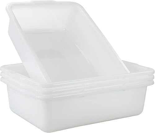 3-Pack 13 L Plastic Commercial Tote Box with Lid, Bus Tubs/Bus Box, Gray - Poueer