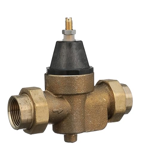 Watts LFN45B Series 3/4' Lead-Free Cast Copper Silicon Alloy Water Pressure Reducing Valve, Double Union Solder Inlet and Outlet, Elastomer Disc, Adjustable Pressure 25 to 75 psi, Maximum 400 psi - Poueer