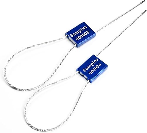 Security Cable Seals Numbered Anti-Tamper Steel Wire Cable Locks Self-Locking Trailer Shipping Seals (50pcs, Blue) - Poueer
