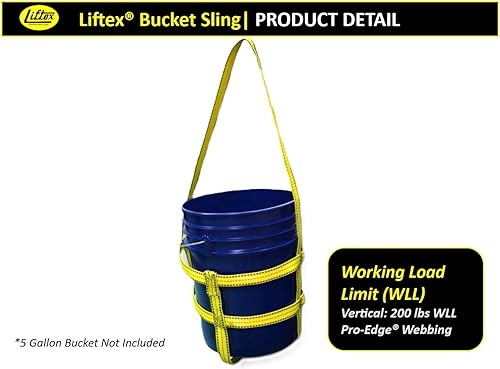 Liftex® 5 Gallon Bucket Sling | 200 lbs. Vert. | Made in USA - Poueer