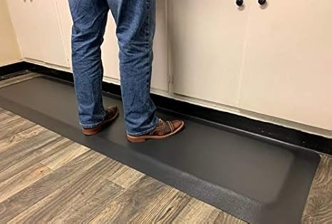 Industrial Smooth Anti-Fatigue Mat, 2' Width x 3' Length x 7/8' Thickness, Black - Poueer