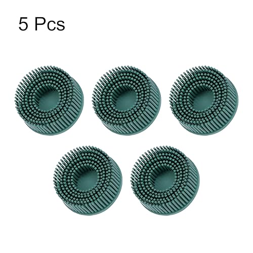 HARFINGTON 5pcs Bristle Disc 2' 50 Grit Abrasive Brush Deburring Electric Disc Brush with Quick Change Roll Lock Abrasive Coating Removal Disc for Metal, Green - Poueer