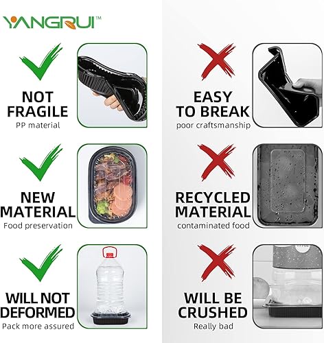 YANGRUI Take Out Containers, Shrink Wrap 45 Pack 26 oz Reusable Machine Washable Extra Thick BPA Free Meal Prep Container Microwave Freezer Safe Leak Proof To Go Boxes - Poueer