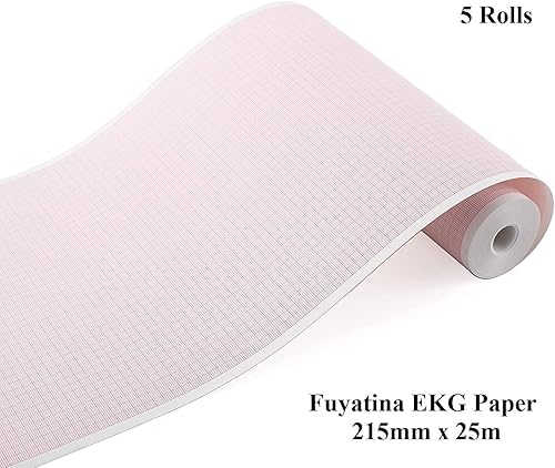 5 Rolls Premium ECG Paper for BioNet ECG Cardiocare 2000 and Cardiotouch 3000, Cardio7, and Cardio7-S EKG Chart Paper 215 mm X 25 meter by LongTeco - Poueer