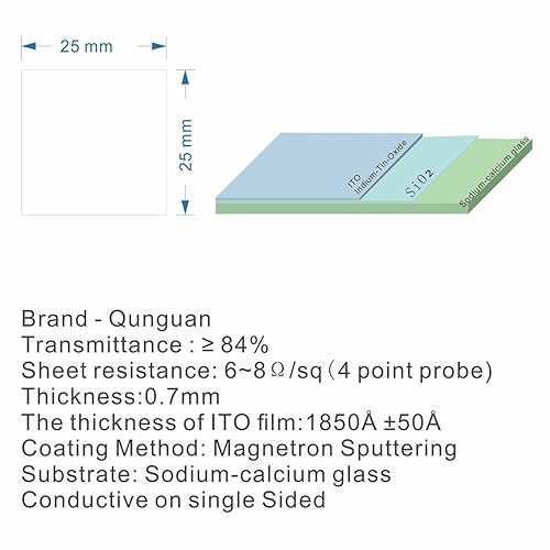 ITO (Indium tin Oxide)Substrate Coated Conductive Glass Slides 100×100×0.7mm 7ohm/sq (6pcs) - Poueer