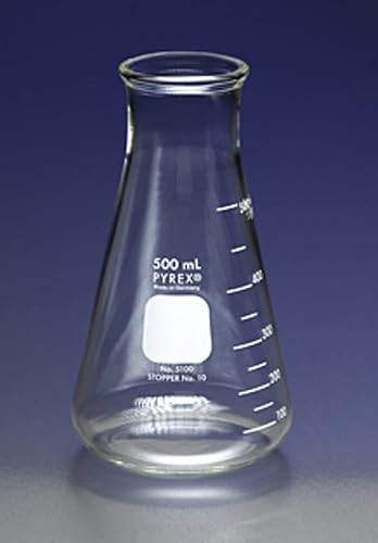 Corning 5100-2L Pyrex Wide Mouth Erlenmeyer Flask with Heavy Duty Rim, Graduated, 2000mL Capacity - Poueer