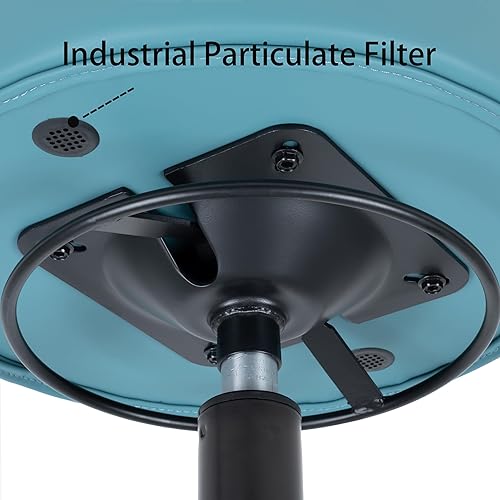 17' Table Height Adjustable Round Seat Stool Heavy Duty Ship and Built Within 24 Hours, Spa, Medical, Lab, Cleanroom, Blue (Self-Braking Casters) - Poueer