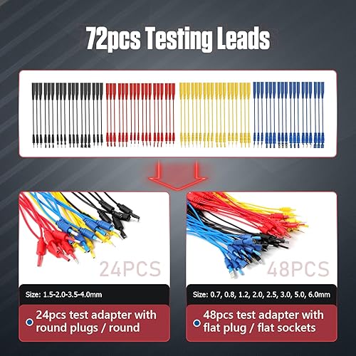 104PCS Automotive Circuit Test Leads Kit Electrical Breakout Leads Automotive Kit Multimeter Test Leads Kit with Alligator Clips,Banana Plug Test Lead,Oscilloscope Probe - Poueer
