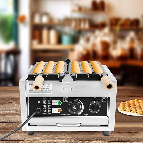 10 Molds Waffle Maker,110V Mini Waffle Maker,Nonstick Waffle Iron with Adjustable Time & Temperature Control for Bakeries, Restaurants (10 Molds Waffle) - Poueer