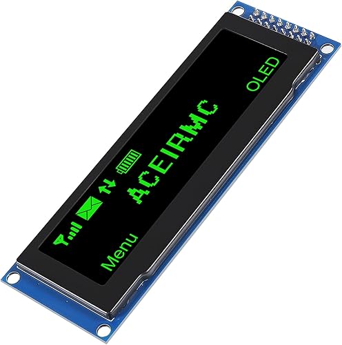 2pcs 3.12 inch OLED Display 256x64 OLED LCD Display SSD1322 Module 16pin Parallel SPI Soldering for Arduino (Green) - Poueer