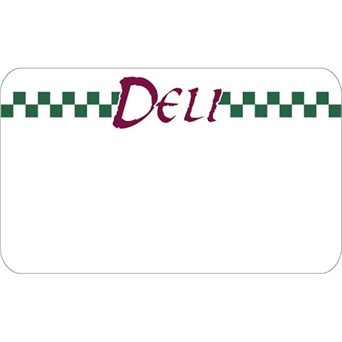 HUBERT Deli Tag Write on Style with Green Checks White Heat Resistant Merchandising Tag Deli with Green Checks - 3 3/4 L x 2 1/4 H, 12/Bag - Poueer