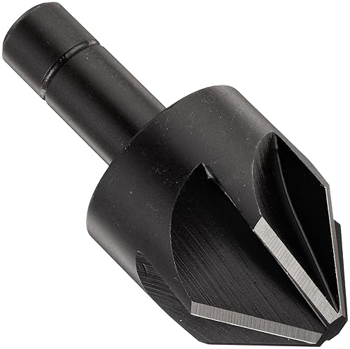 KEO 55531 Cobalt Steel Single-End Countersink, Uncoated (Bright) Finish, 6 Flutes, 82 Degree Point Angle, Round Shank, 1/2' Shank Diameter, 1' Body Diameter - Poueer