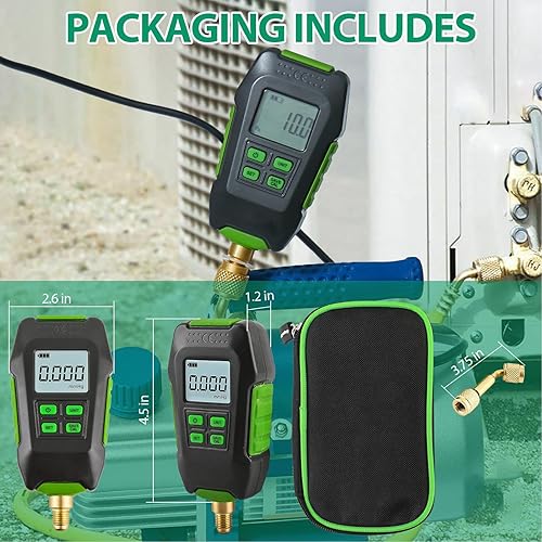 Micron Gauge, Digital Vacuum Gauge Professional Micron Meter with Large Backlit Display for Atmospheric Environment - Poueer